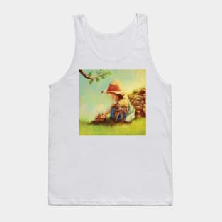 Girl having a picnic with her dog Tank Top